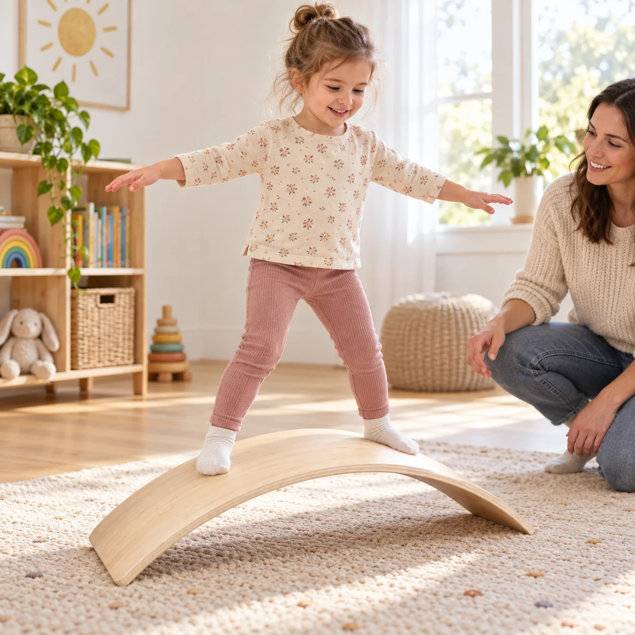 Wooden Wobble Balance Board Cu - Kids Education Activities ulasan dan harga